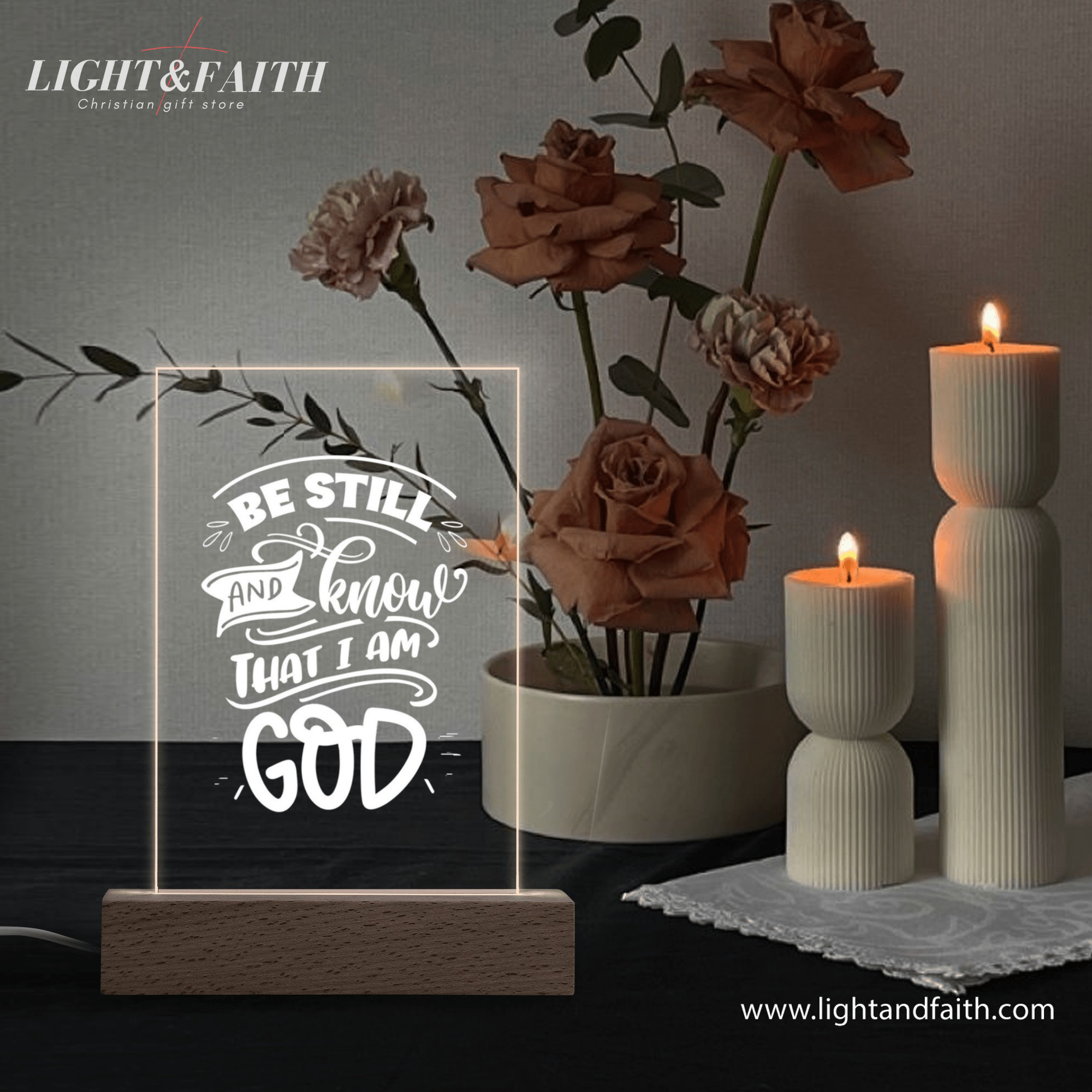 Be Still And Knows That I Am GOD LED Light, Christian Bible Verse Lamp, Christian Home Decor, Faith Based Decor, Religious LED Light.NLLAF30